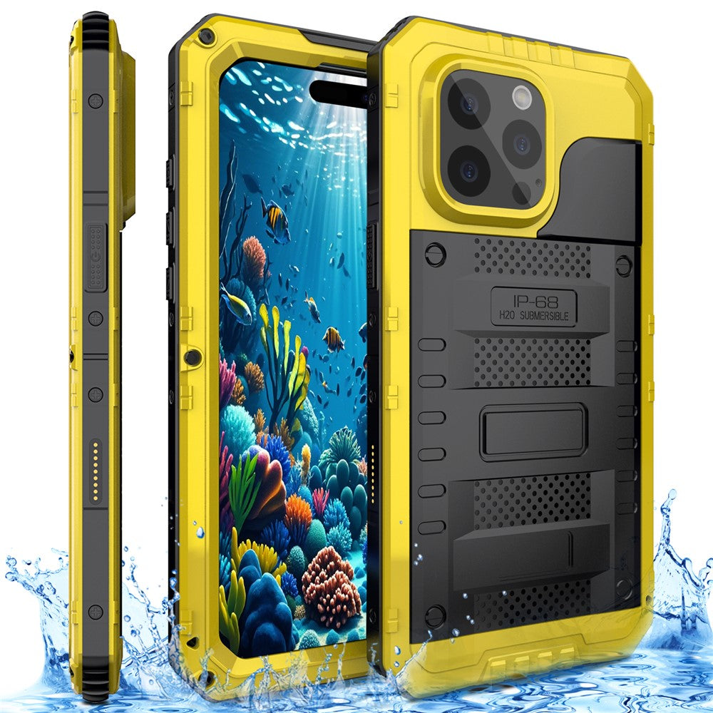 IP68 Waterproof Phone Case for iPhone 16 Pro Max Metal + Silicone Cover with Screen Protector