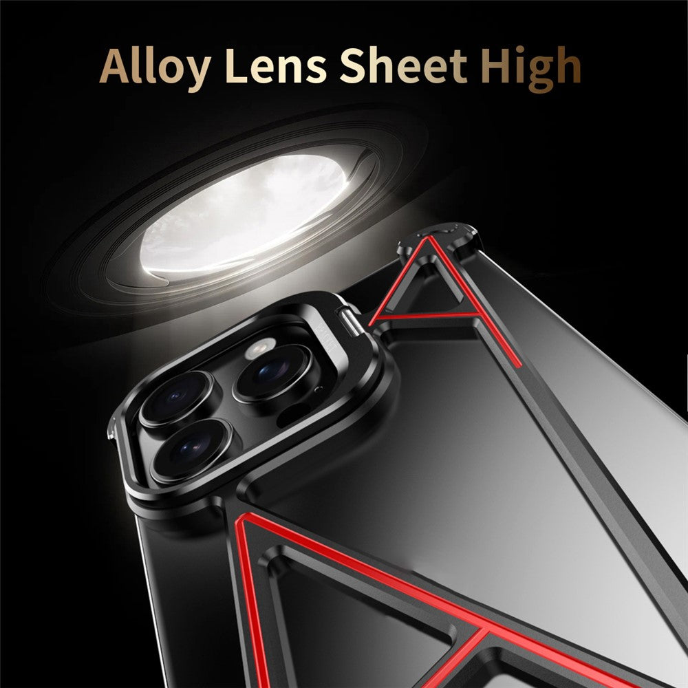 For iPhone 16 Pro Bumper Case Four Corner Airbag Kickstand Boardless A-Shape Metal Phone Cover