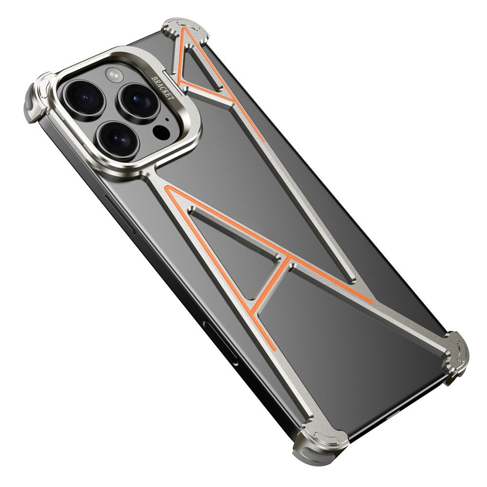 For iPhone 16 Pro Bumper Case Four Corner Airbag Kickstand Boardless A-Shape Metal Phone Cover