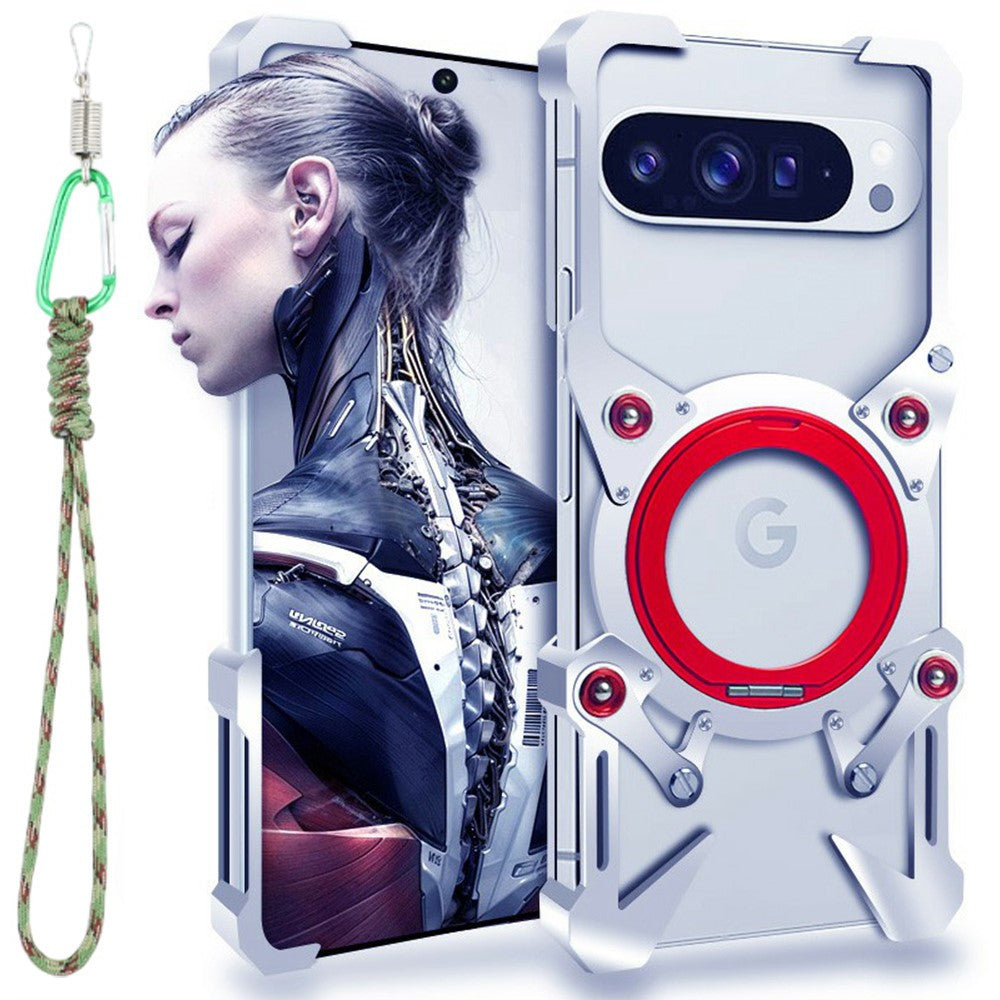 Bumper Case For Google Pixel 10 Pro XL / 9 Pro XL / 8 Pro / 7 Pro Kickstand Aluminum Alloy Magnetic Phone Cover with Wrist Strap
