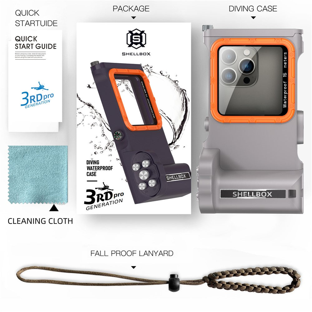 SHELLBOX Pro Gen 3 Waterproof Case for iPhone 16 Pro Max X XR XS Max/Samsung Galaxy S25 Ultra Bluetooth-Compatible 15m Diving Shell