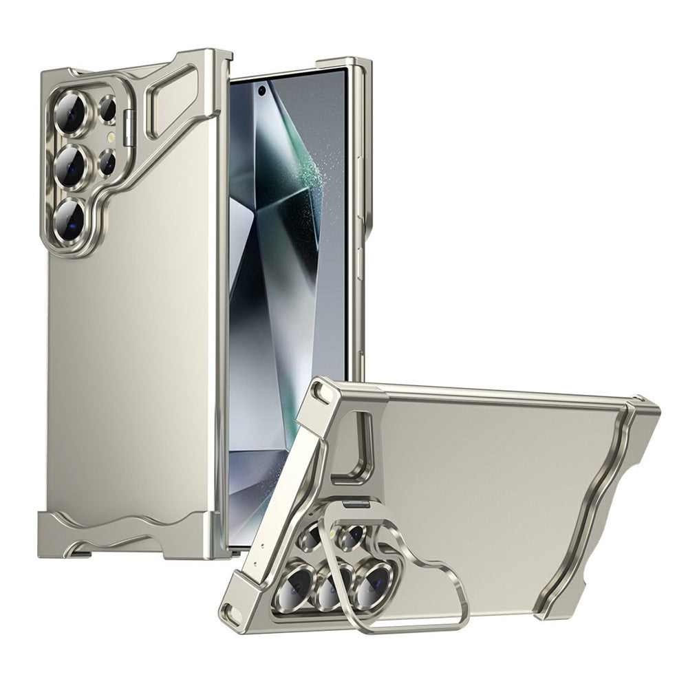 For Samsung Galaxy S23 Ultra Bumper Case Lens Kickstand Heat Dissipating Metal Corner Phone Cover