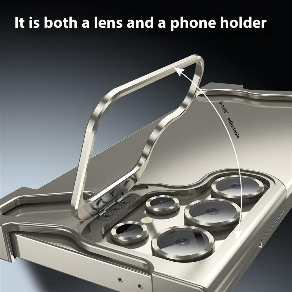 For Samsung Galaxy S23 Ultra Bumper Case Lens Kickstand Heat Dissipating Metal Corner Phone Cover