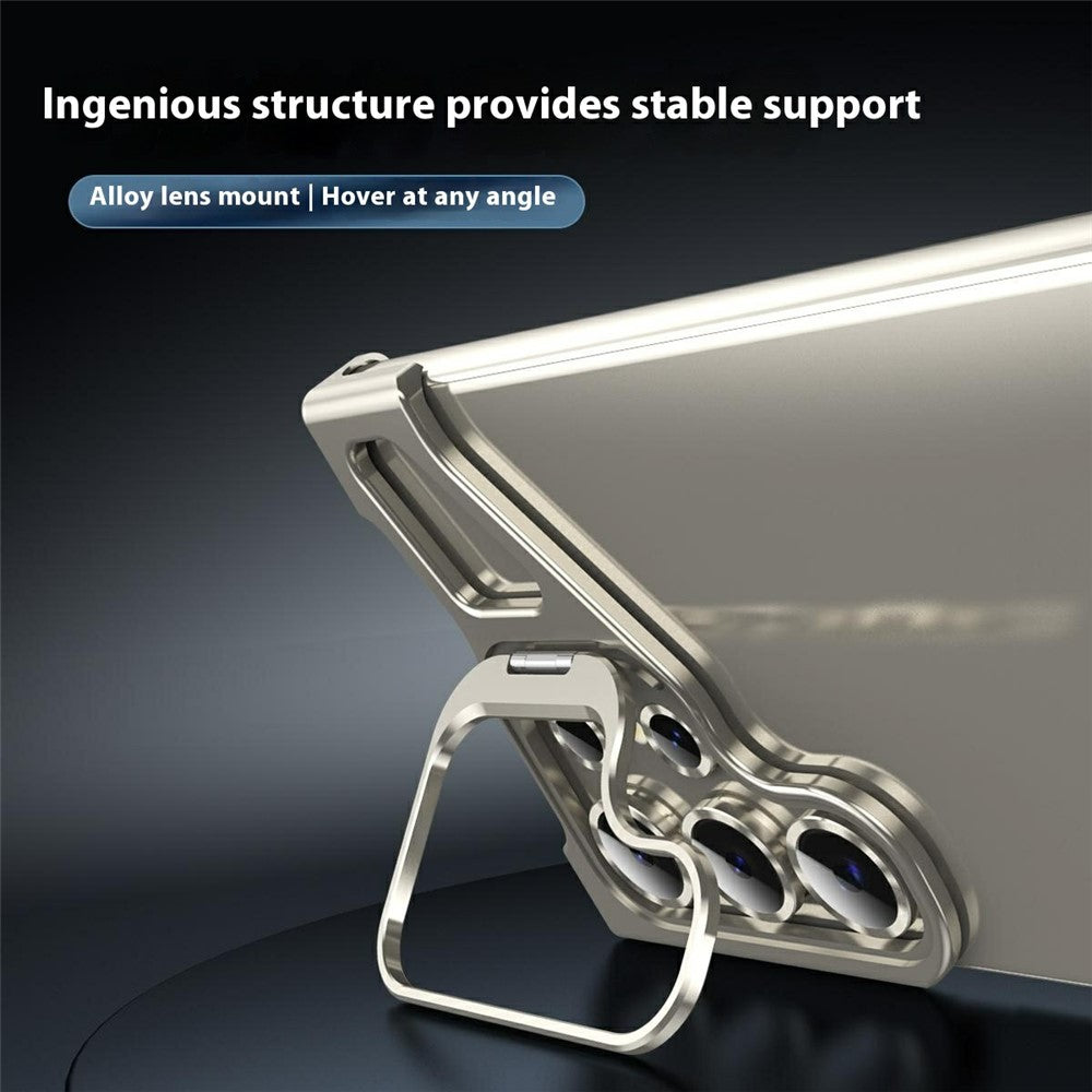For Samsung Galaxy S23 Ultra Bumper Case Lens Kickstand Heat Dissipating Metal Corner Phone Cover