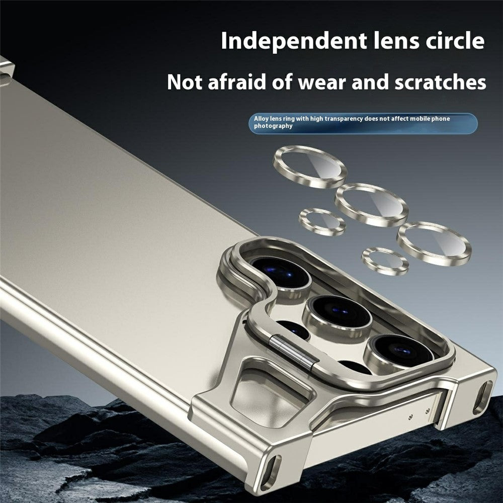 For Samsung Galaxy S23 Ultra Bumper Case Lens Kickstand Heat Dissipating Metal Corner Phone Cover