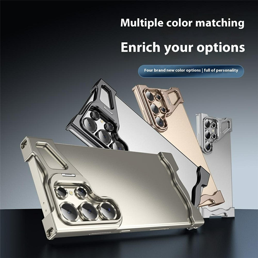For Samsung Galaxy S23 Ultra Bumper Case Lens Kickstand Heat Dissipating Metal Corner Phone Cover