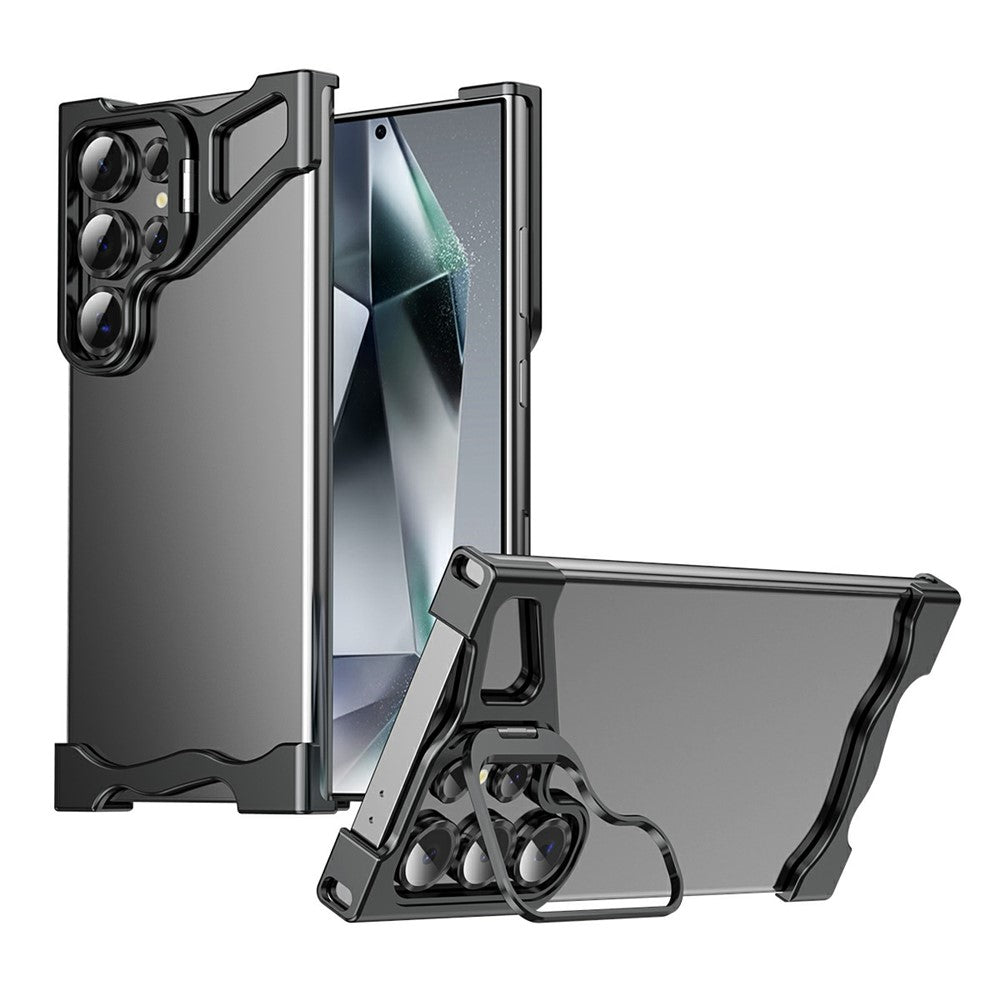 For Samsung Galaxy S23 Ultra Bumper Case Lens Kickstand Heat Dissipating Metal Corner Phone Cover