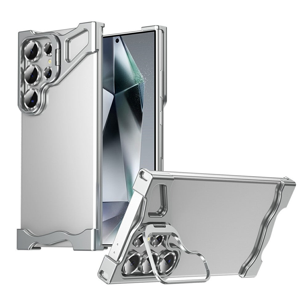For Samsung Galaxy S23 Ultra Bumper Case Lens Kickstand Heat Dissipating Metal Corner Phone Cover