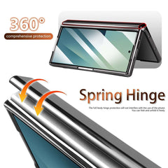 For Samsung Galaxy Z Fold7 5G Magnetic Case Detachable Card Holder Kickstand Leather + PC Phone Cover with Tempered Glass Film