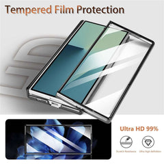 For Samsung Galaxy Z Fold7 5G Magnetic Case Detachable Card Holder Kickstand Leather + PC Phone Cover with Tempered Glass Film