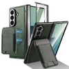 For Samsung Galaxy Z Fold7 5G Magnetic Case Detachable Card Holder Kickstand Leather + PC Phone Cover with Tempered Glass Film