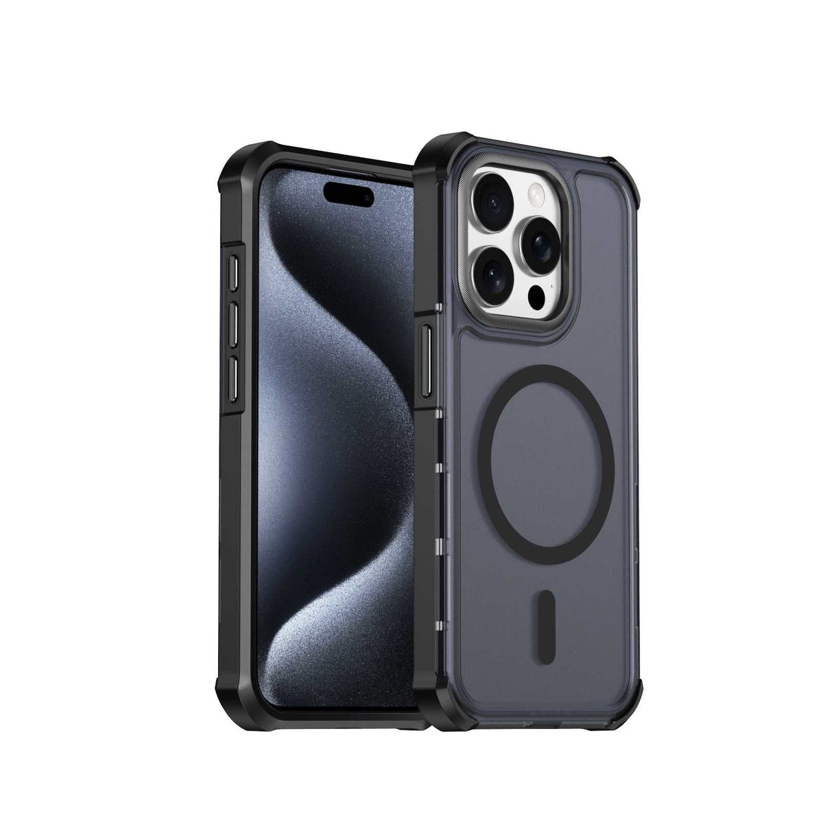 For iPhone 15 Pro Magnetic Case Electroplated Frame Skin-touch TPU+PC Phone Cover