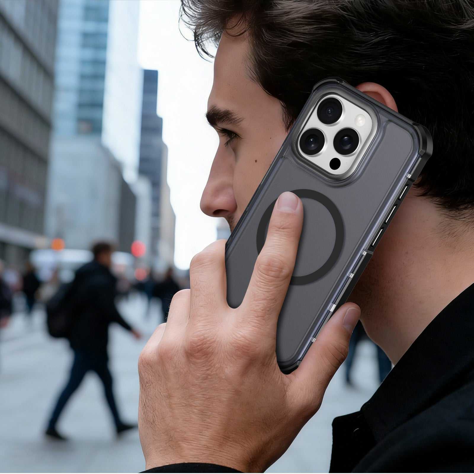 iPhone 15 Pro magnetic case with electroplated frame and skin-touch TPU+PC protection