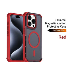 For iPhone 15 Pro Magnetic Case Electroplated Frame Skin-touch TPU+PC Phone Cover
