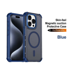 For iPhone 15 Pro Magnetic Case Electroplated Frame Skin-touch TPU+PC Phone Cover