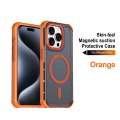 For iPhone 15 Pro Magnetic Case Electroplated Frame Skin-touch TPU+PC Phone Cover