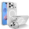 iPhone 17 Pro Max magnetic shockproof glitter TPU case with adjustable metal lens frame kickstand and military-grade drop protection