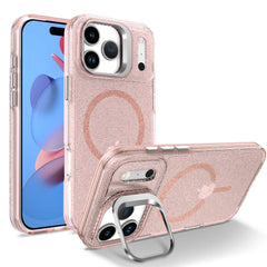 For iPhone 17 Pro Max Magnetic Case Shockproof TPU PC Glitter Phone Cover with Lens Frame Kickstand