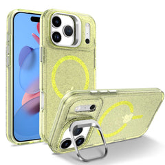 For iPhone 17 Pro Max Magnetic Case Shockproof TPU PC Glitter Phone Cover with Lens Frame Kickstand