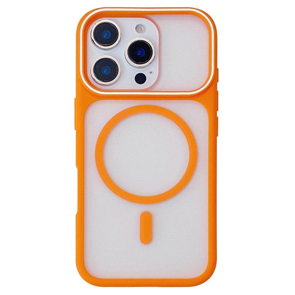 iPhone 16 Pro magnetic case with large viewing window shockproof TPU and PC phone cover