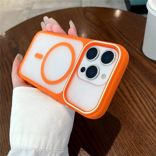 For iPhone 16 Pro Magnetic Case Large Viewing Window TPU + PC Shockproof Phone Cover