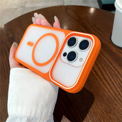 For iPhone 16 Pro Magnetic Case Large Viewing Window TPU + PC Shockproof Phone Cover