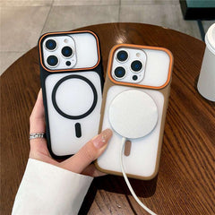 For iPhone 16 Pro Magnetic Case Large Viewing Window TPU + PC Shockproof Phone Cover