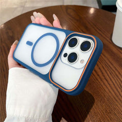For iPhone 16 Pro Magnetic Case Large Viewing Window TPU + PC Shockproof Phone Cover