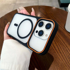 For iPhone 16 Pro Magnetic Case Large Viewing Window TPU + PC Shockproof Phone Cover