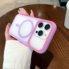For iPhone 16 Pro Magnetic Case Large Viewing Window TPU + PC Shockproof Phone Cover