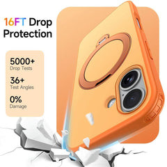 For iPhone 17 Magnetic Case Ring Holder Kickstand PC + TPU Dual-Layer Protective Phone Cover