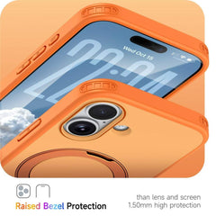 For iPhone 17 Magnetic Case Ring Holder Kickstand PC + TPU Dual-Layer Protective Phone Cover