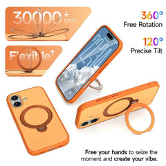 For iPhone 17 Magnetic Case Ring Holder Kickstand PC + TPU Dual-Layer Protective Phone Cover