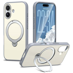For iPhone 17 Magnetic Case Ring Holder Kickstand PC + TPU Dual-Layer Protective Phone Cover