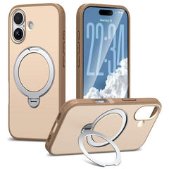 For iPhone 17 Magnetic Case Ring Holder Kickstand PC + TPU Dual-Layer Protective Phone Cover