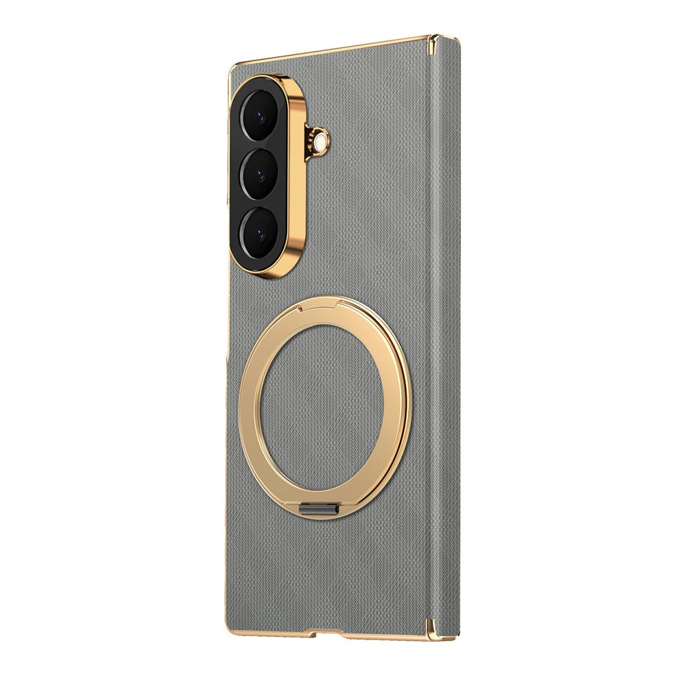 For Samsung Galaxy Z Fold8 Ultra Case Magnetic Kickstand Leather + PC Dual-Axis Hinge Protection Phone Cover