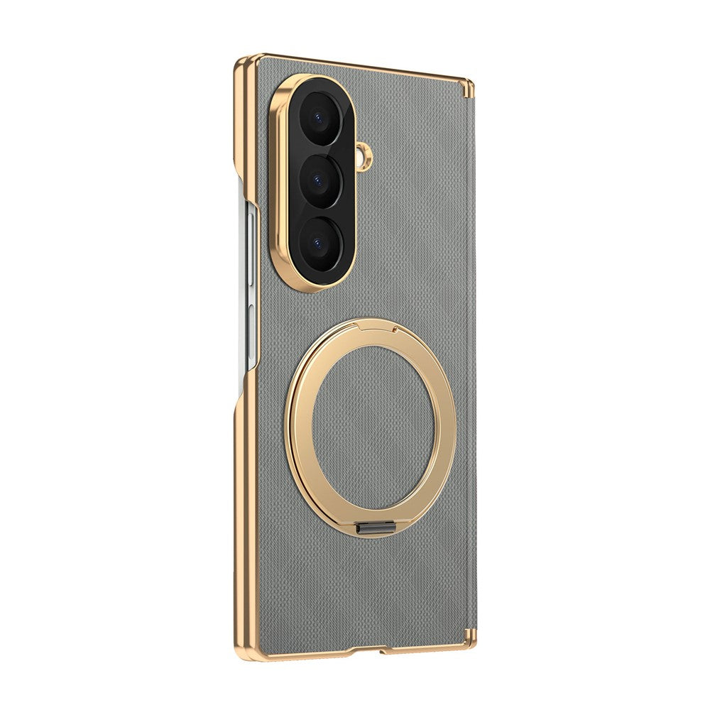 For Samsung Galaxy Z Fold8 Ultra Case Magnetic Kickstand Leather + PC Dual-Axis Hinge Protection Phone Cover