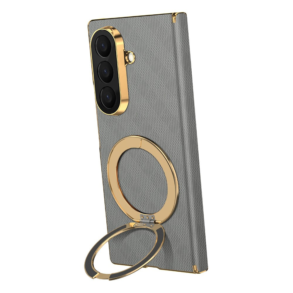 For Samsung Galaxy Z Fold8 Ultra Case Magnetic Kickstand Leather + PC Dual-Axis Hinge Protection Phone Cover