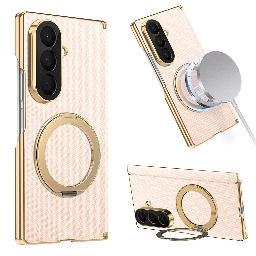 For Samsung Galaxy Z Fold8 Ultra Case Magnetic Kickstand Leather + PC Dual-Axis Hinge Protection Phone Cover