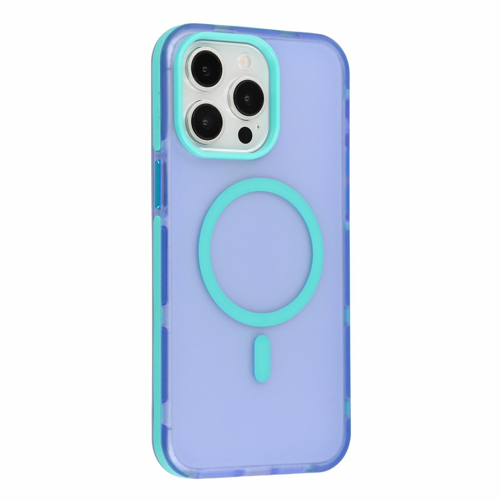 For iPhone 15 Pro Max Magnetic Case PC + TPU Dual-Layer Shockproof Anti-Slip Phone Cover with Metal Buttons