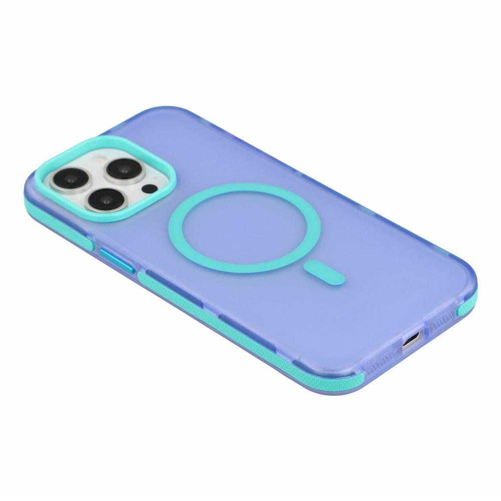 For iPhone 15 Pro Max Magnetic Case PC + TPU Dual-Layer Shockproof Anti-Slip Phone Cover with Metal Buttons