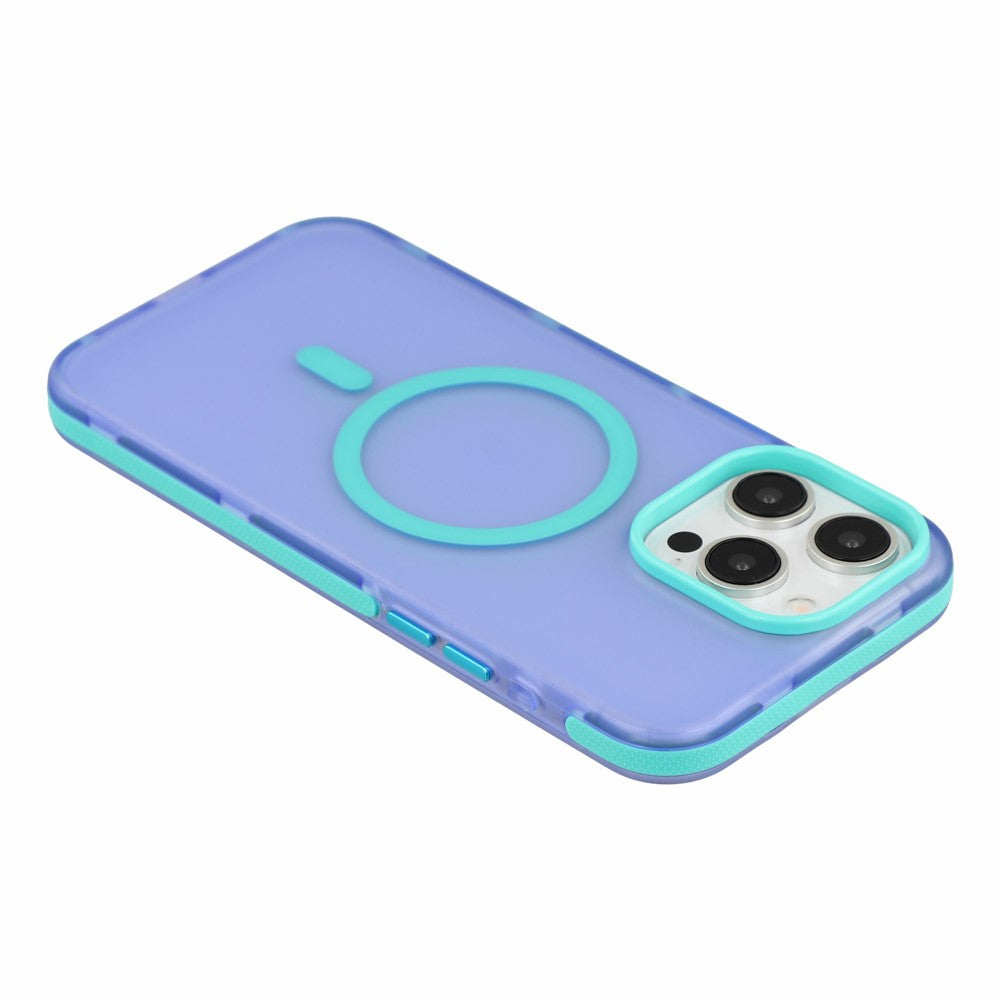 For iPhone 15 Pro Max Magnetic Case PC + TPU Dual-Layer Shockproof Anti-Slip Phone Cover with Metal Buttons