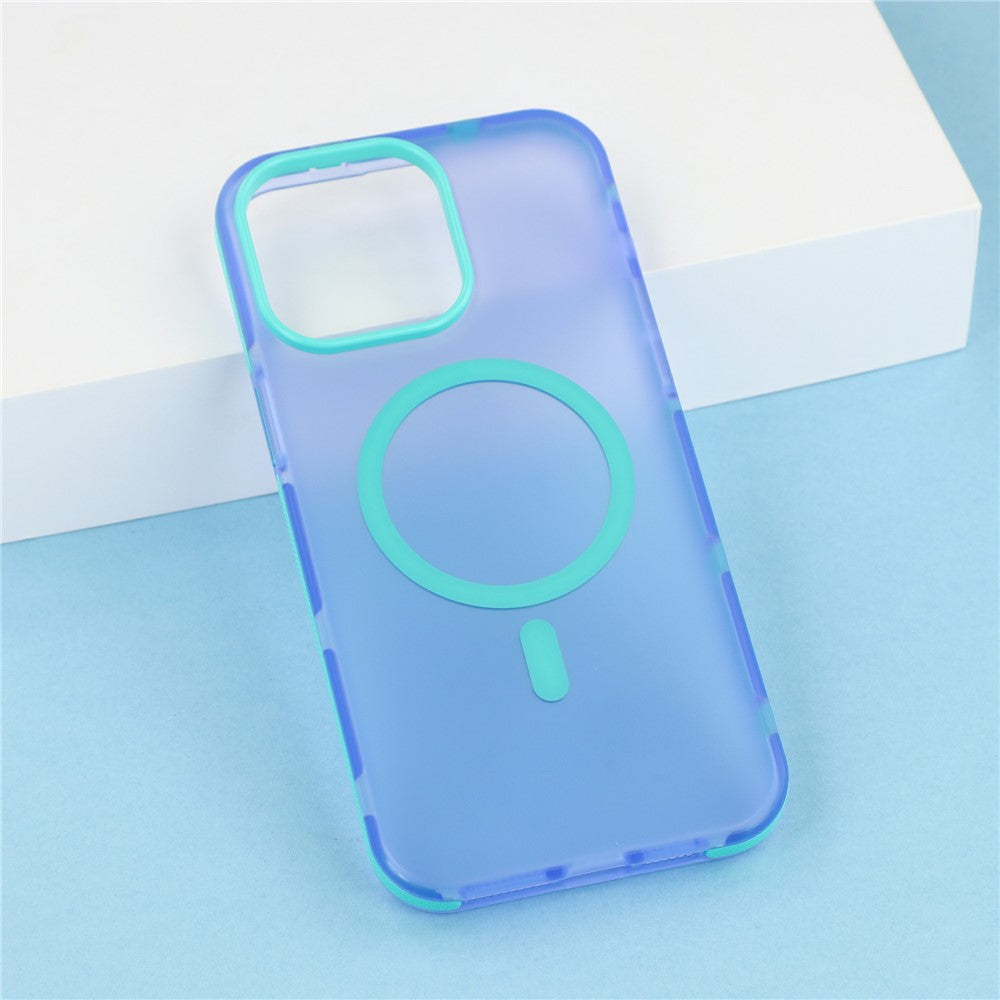 For iPhone 15 Pro Max Magnetic Case PC + TPU Dual-Layer Shockproof Anti-Slip Phone Cover with Metal Buttons