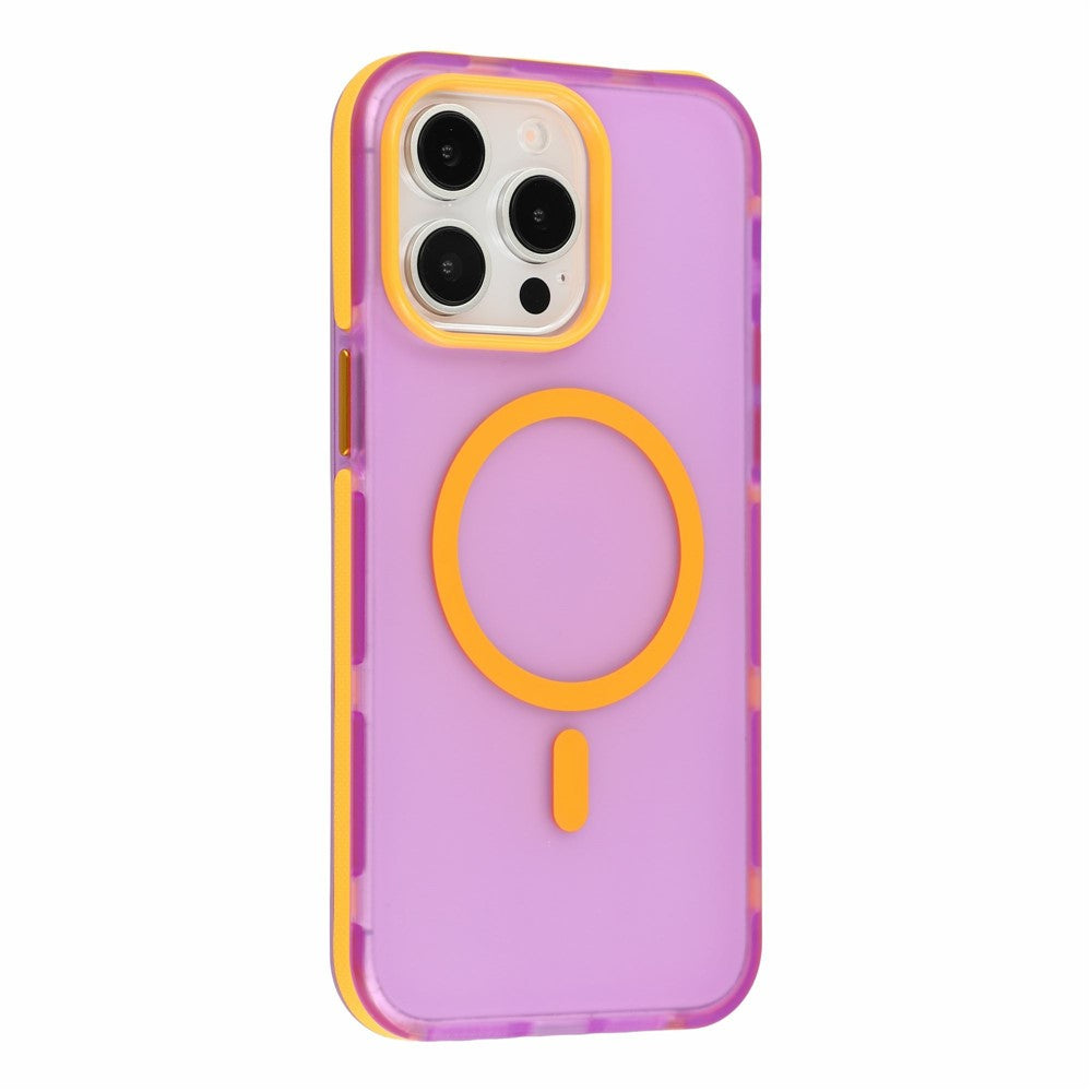 For iPhone 15 Pro Max Magnetic Case PC + TPU Dual-Layer Shockproof Anti-Slip Phone Cover with Metal Buttons