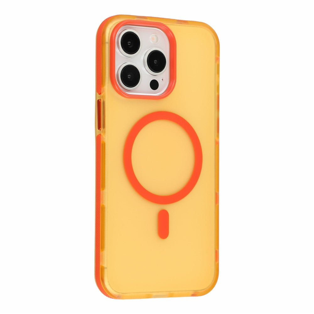 For iPhone 15 Pro Max Magnetic Case PC + TPU Dual-Layer Shockproof Anti-Slip Phone Cover with Metal Buttons