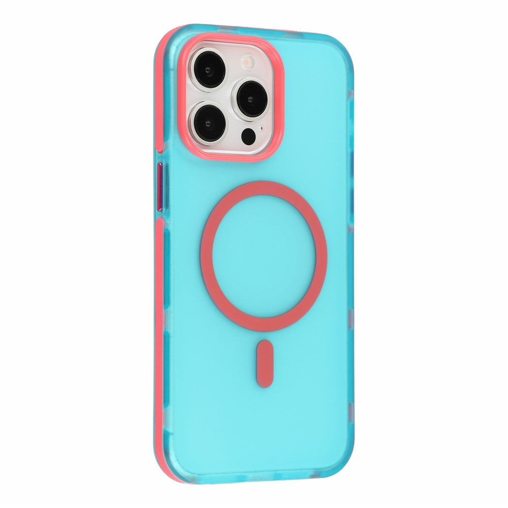 For iPhone 15 Pro Max Magnetic Case PC + TPU Dual-Layer Shockproof Anti-Slip Phone Cover with Metal Buttons