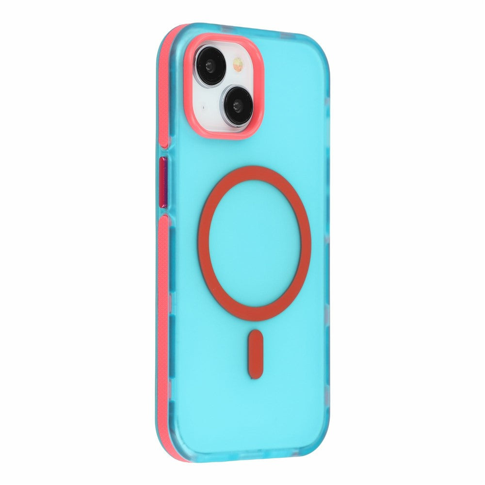 For iPhone 14 / 13 Magnetic Case PC + TPU Dual-Layer Shockproof Anti-Slip Phone Cover with Metal Buttons