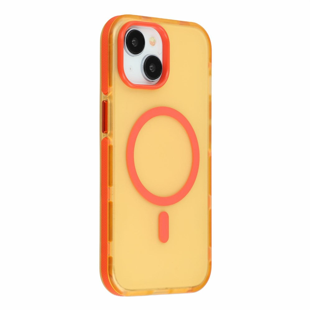 For iPhone 14 / 13 Magnetic Case PC + TPU Dual-Layer Shockproof Anti-Slip Phone Cover with Metal Buttons