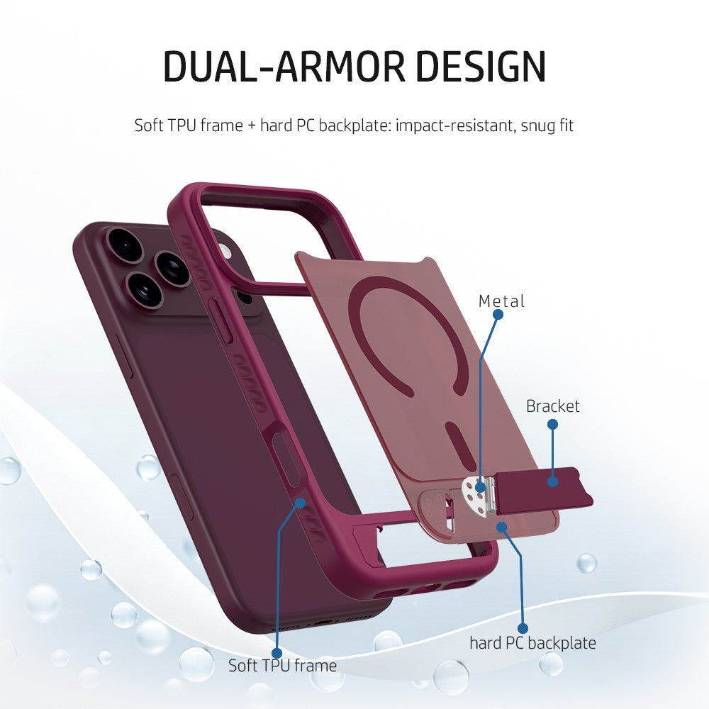 LEREACH Le-Chic Series for iPhone 18 Pro Max / 17 Pro Max Magnetic Case TPU + PC Kickstand Phone Cover