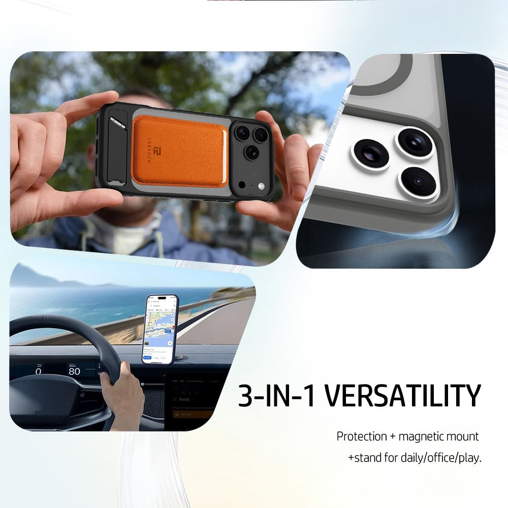 LEREACH Le-Chic Series for iPhone 18 Pro Max / 17 Pro Max Magnetic Case TPU + PC Kickstand Phone Cover